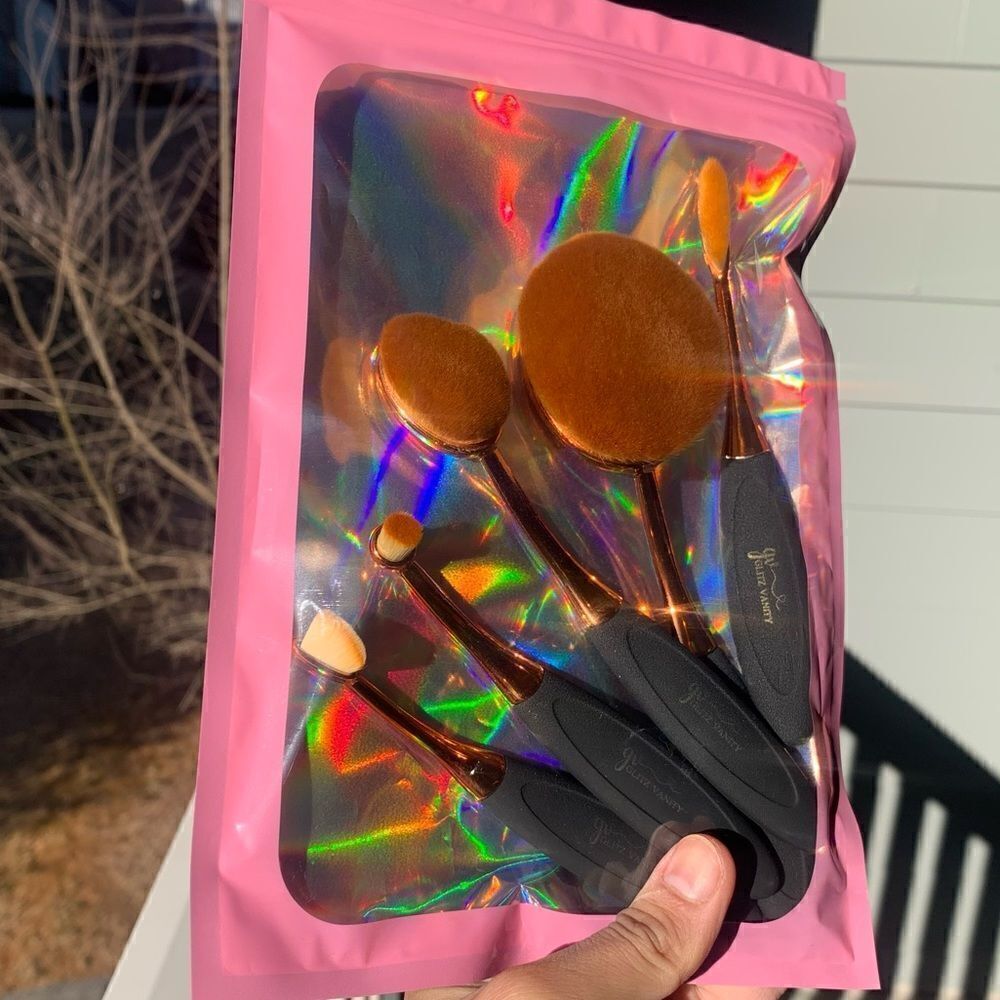 Rose gold & black oval brush set • 5 Piece